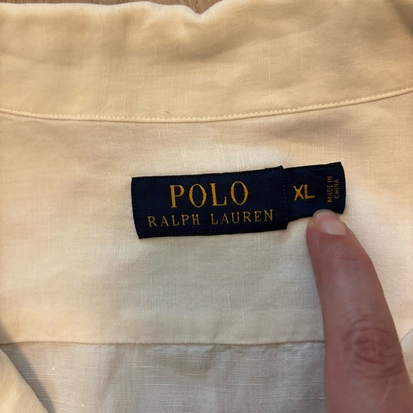 VTG Polo Ralph Lauren Caldwell Silk Linen Short Sleeve Button Up Shirt Ivory XL - Picture 4 of 10